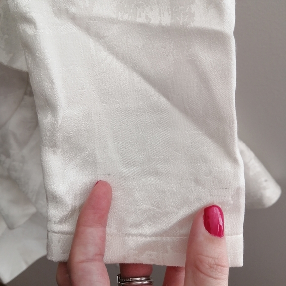 Self-Portrait Long Sleeve White Asymmetric Ruffle Jacquard Mini Dress 6 Formal - Picture 9 of 17